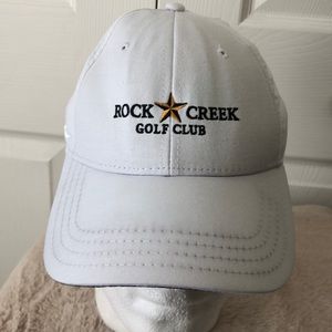 NWOT Pukka Men’s Golf Hat, White, Rock Creek Golf Club, Velcro for custom fit